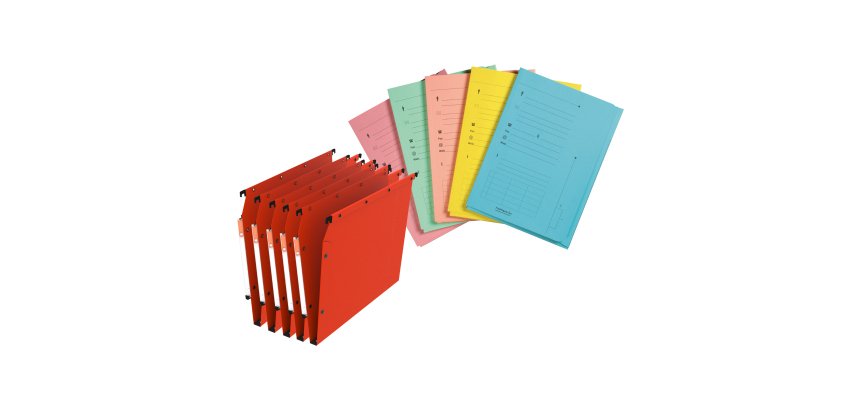 Pack 50 dossiers suspendus pour armoires kraft Ultimate Elba fond 15 mm orange + 50 chemises Index offertes