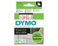 Nastri dymo d1 12 mm x 7 m rosso/bianco