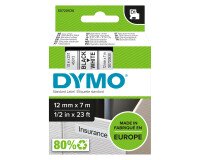 Cinta Dymo D1 fondo blanco ancho 12 mm x 7 m
