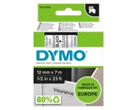 Cinta Dymo D1 fondo transparente ancho 12 mm x 7 m