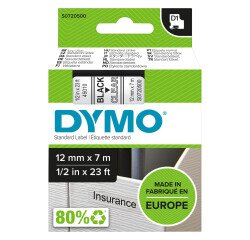 Ribbon polyester Dymo D1 S0720500 12 mm translucent with black text