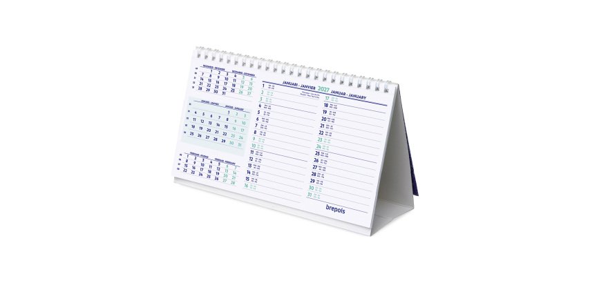 Calendrier mensuel de bureau année 2027 - 12,5 x 21 cm
