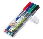 Stylo feutre Staedtler Lumocolor 317 M permanent écriture moyenne - Étui de 4 couleurs classiques