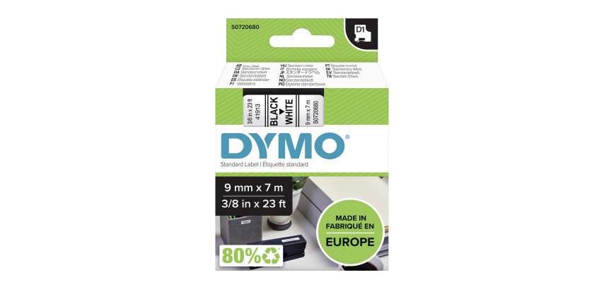 Band aus Polyester Dymo D1 9 mm schwarze Schrift