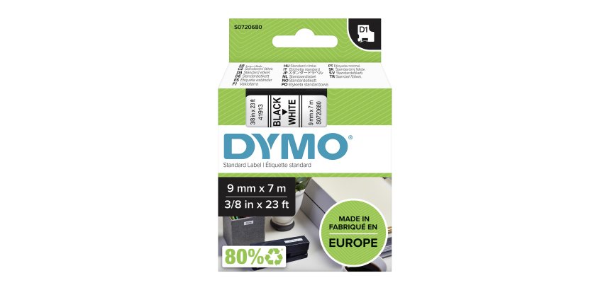 Ruban étiqueteuse Dymo 9 mm x 7 m écriture noire