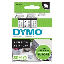 Cintas Dymo 9 mm escritura negra, fondo transparente. Dymo 40910