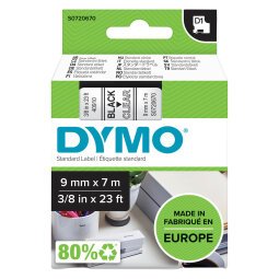 Lint Dymo D1  9mm S0720670  transparant-zwarte druk