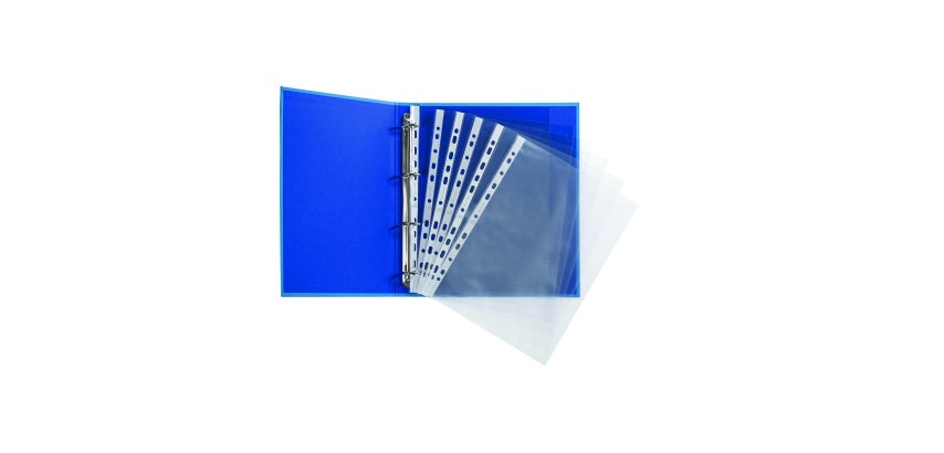 Box containing 100 perforated A4 sleeves Elba PP 9/100 smooth polypropylene