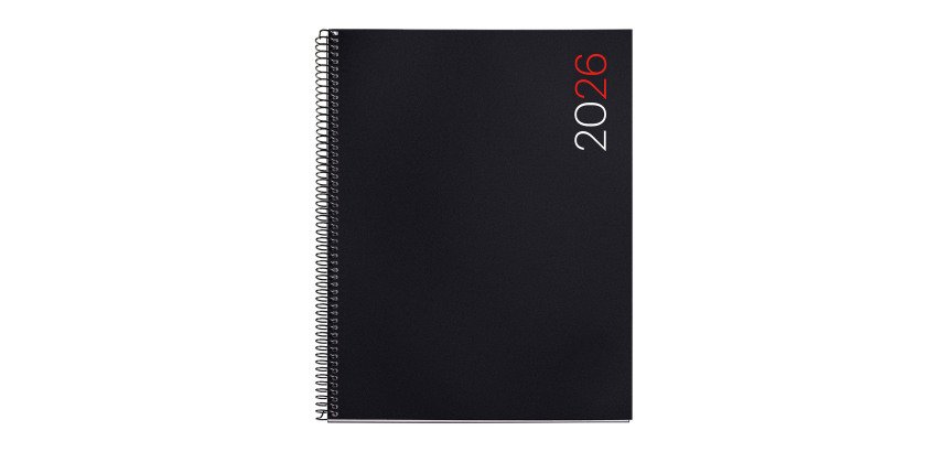 Agenda espiral City Pro Semana vista 210 x 270 mm Polipropileno negro Miquelrius