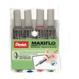 Pochette de 4 marqueurs effaçables Pentel Maxiflo pointe conique 6 mm couleurs assorties