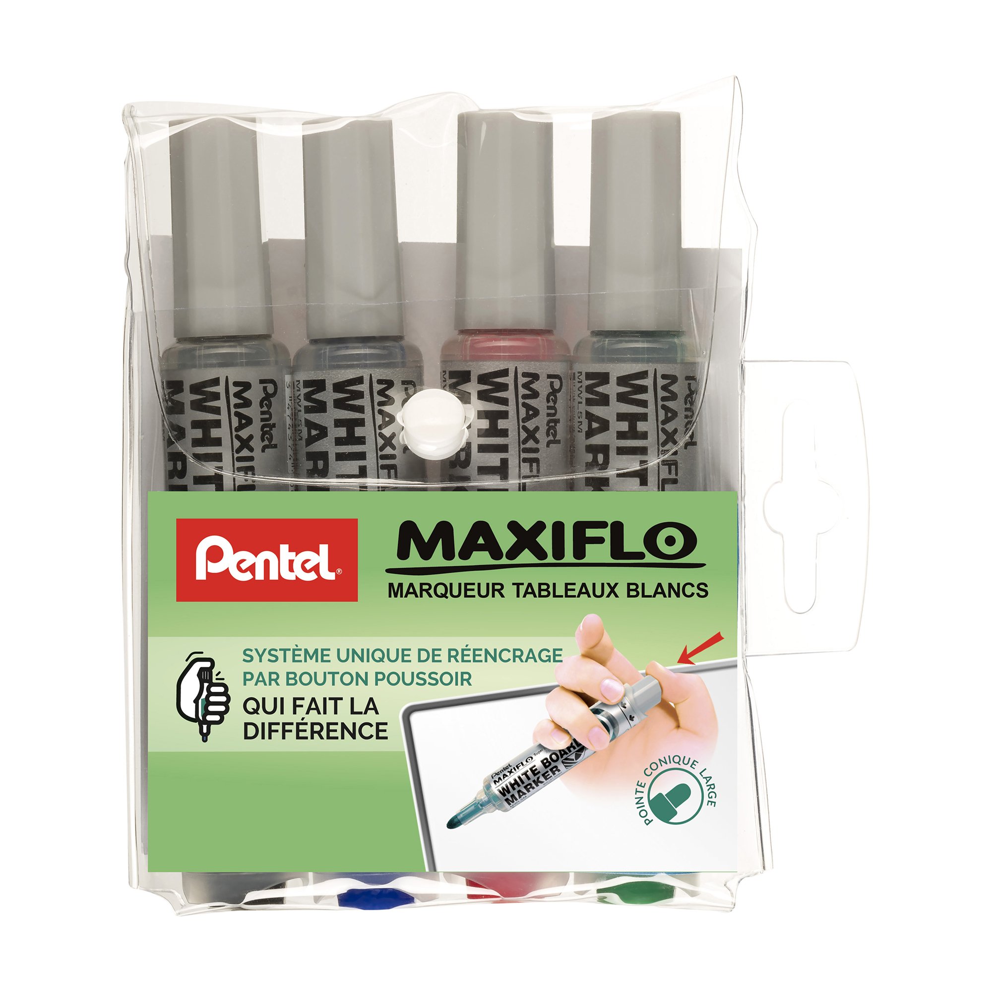 4 marqueurs Pentel Maxiflo coloris assortis - Marqueurs