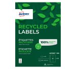 Etiquette adresse laser recyclée 99,1 x 139 mm Avery LR 7169 blanche - Boîte de 400