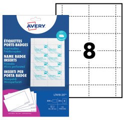 Insertos microperforados Avery L7418 para identificador 55 x 86 mm - Caja de 200