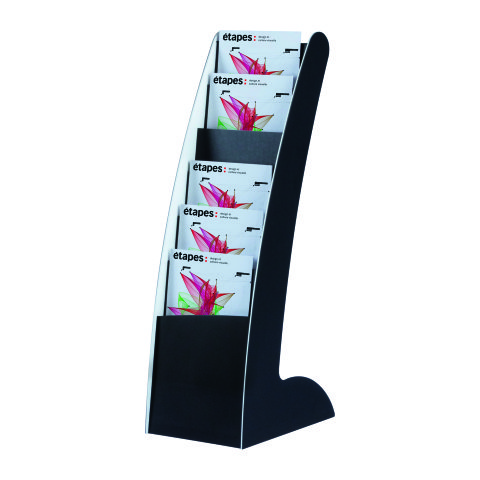 Expositor fijo monobloc 6 compartimentos negro blanco