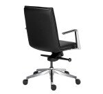 Fauteuil de bureau Bruneau Arago cuir - dossier bas accoudoirs - mécanisme Basculant axe décalé - pieds aluminium