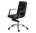Fauteuil de bureau Bruneau Arago cuir - dossier bas accoudoirs - mécanisme Basculant axe décalé - pieds aluminium