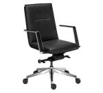 Fauteuil de bureau Bruneau Arago cuir - dossier bas accoudoirs - mécanisme Basculant axe décalé - pieds aluminium