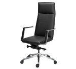 Fauteuil de bureau Bruneau Arago cuir - avec accoudoirs - Mécanisme Basculant axe décalé - Pied aluminium