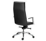 Fauteuil de bureau Bruneau Arago cuir - avec accoudoirs - Mécanisme Basculant axe décalé - Pied aluminium