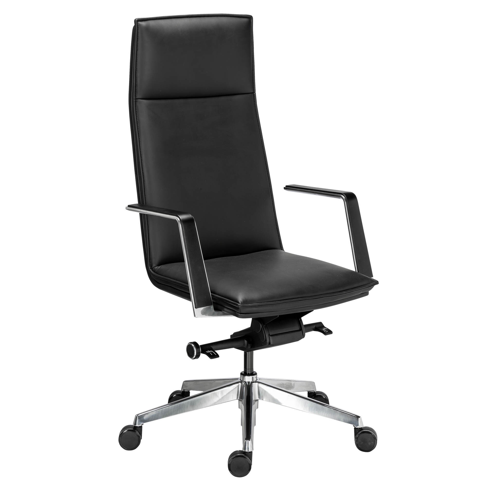 Fauteuil de bureau Bruneau Arago cuir - avec accoudoirs - Mécanisme Basculant axe décalé - Pied aluminium