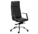 Fauteuil de bureau Bruneau Arago cuir - avec accoudoirs - Mécanisme Basculant axe décalé - Pied aluminium
