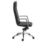 Fauteuil de bureau Bruneau Arago cuir - avec accoudoirs - Mécanisme Basculant axe décalé - Pied aluminium