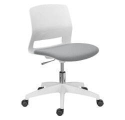 Bureaustoel KAREL, zitting van grijs textiel - Witte onderstel