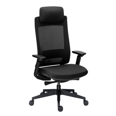 Sillón de oficina Marcus negro con reposacabezas