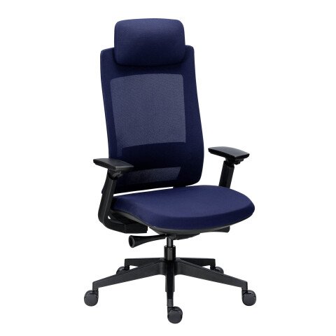 Sillón de oficina Marcus azul con reposacabezas