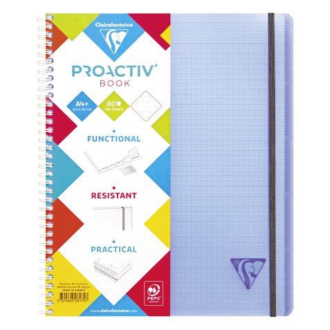 Cuaderno espiral Proactiv'book Linicolor formato 22,5 x 29,7 cm - cuadros pequeños