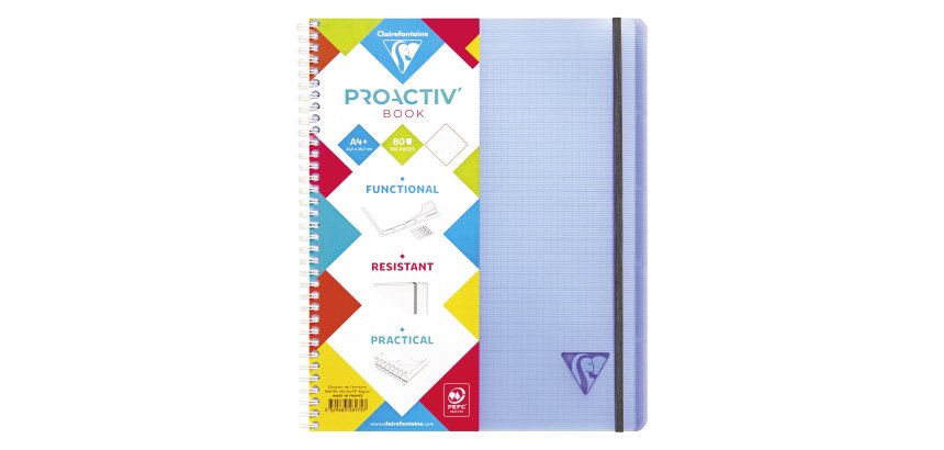 Cuaderno espiral Proactiv'book Linicolor formato 22,5 x 29,7 cm - cuadros pequeños