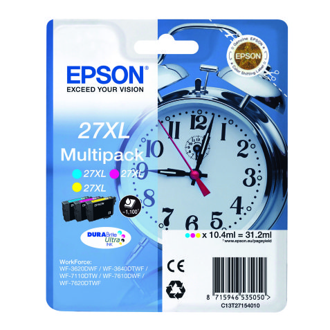 Epson 27XL Pack 3 de cartuchos originales tricolor Alta capacidad (3 x 1100 páginas)