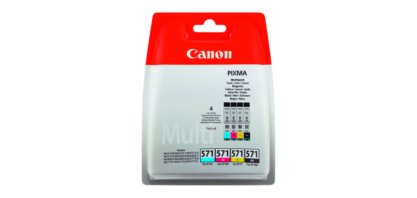 Canon CLI-571 Pack de 4 cartuchos Originales negro + colores (4 x 349 páginas) 