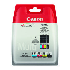 Canon CLI-551 Pack de 4 cartuchos originales negro + tricolor (1125 + 3 x 335 páginas)