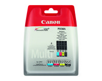 Canon CLI-551 Pack de 4 cartuchos originales negro + tricolor (1125 + 3 x 335 páginas)
