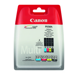 Canon CLI-551 Pack de 4 cartuchos originales negro + tricolor (1125 + 3 x 335 páginas)