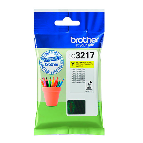 Brother LC3217Y cartucho original amarillo (550 páginas)