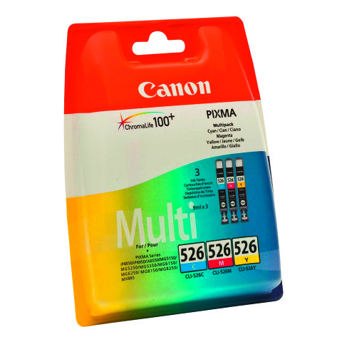 Canon CLI-526 Pack de 3 cartuchos Originales tricolor (3 x 150 páginas)