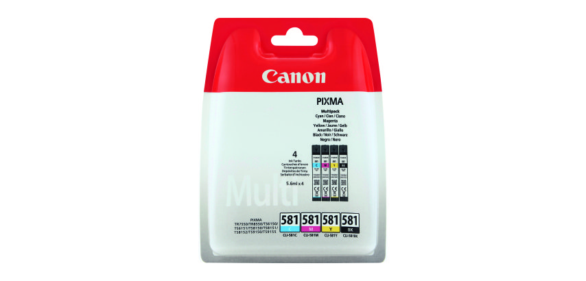 Canon CLI-581 Pack de 4 cartuchos Originales negro + tricolor (200 + 3 x 250 páginas)