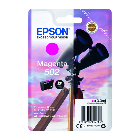 Epson 502 Cartucho original colores separados cian, magenta, amarillo (165 páginas) 