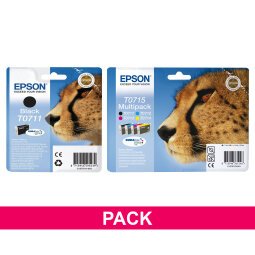 Epson big pack T0711 + T0715 1 Tintenpatrone schwarz + 1 Multipack schwarz + Farben hohe Kapazität für Tintenstrahldrucker