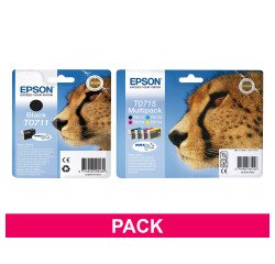Epson big pack T0711 + T0715 1 Tintenpatrone schwarz + 1 Multipack schwarz + Farben hohe Kapazität für Tintenstrahldrucker