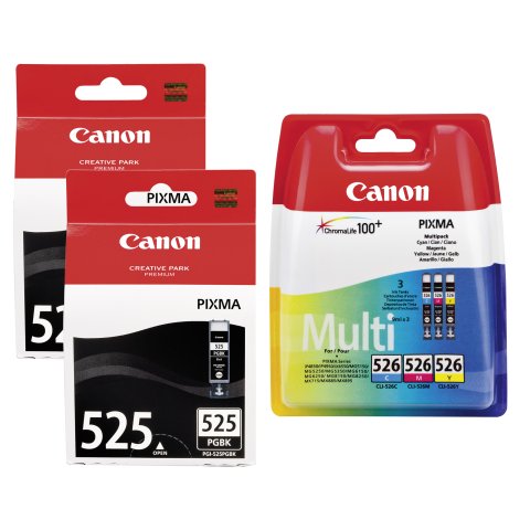 Canon PGI-525 + CLI-526 Pack 5 cartuchos originales (2 negro + 3 colores)