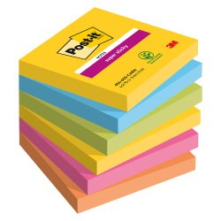 Notes couleurs Carnival SUPER STICKY POST-IT 76 x 76 mm - Bloc de 90 feuilles