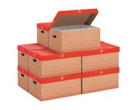 Pack 20 cajas de archivo Lomo 8 cm Colores surtidos + 10 Contenedores para A4 Kratf marrón Bruneau