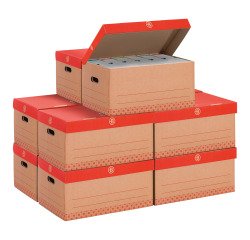 Pack 20 cajas de archivo Lomo 8 cm Colores surtidos + 10 Contenedores para A4 Kratf marrón Bruneau