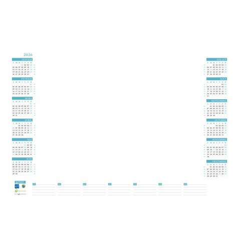 Sous-mains papier Quadri Millésimé 2026 - L 54 x H 38,5 cm - 25 feuillets
