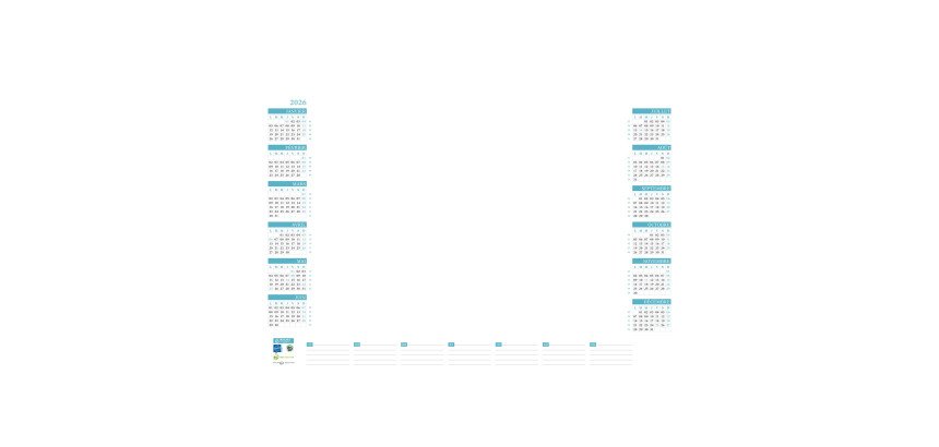 Sous-mains papier Quadri Millésimé 2026 - L 54 x H 38,5 cm - 25 feuillets