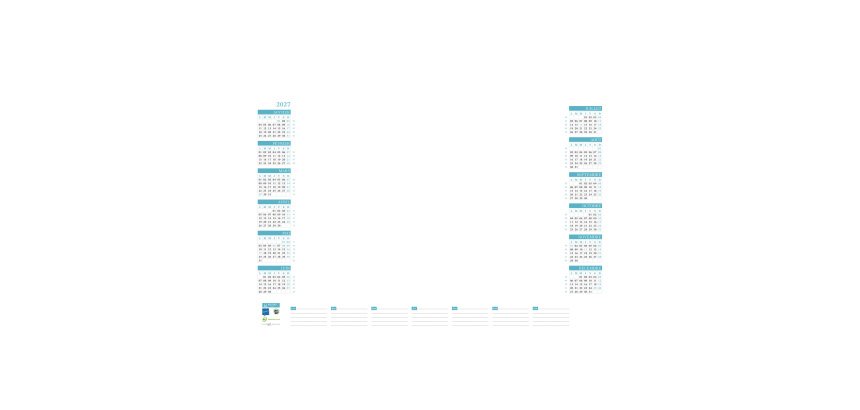 Sous-main Quadri Millésimé - 38,5 x 54 - 25 feuillets - 2027