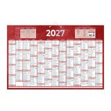 Calendrier annuel mural année 2027 - 13 mois recto / blanc verso - rouge - 43 x 65 cm